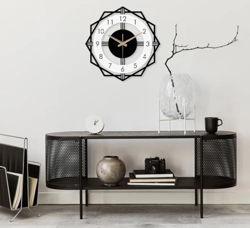 Image of Stylish Metal Analog Wall Clock for Living Room, Bedroom, Office, Kitchen, Home and Hall | Antique Fancy Big Size Modern Wall Watch for Home Decor (Style-33, 40CM)