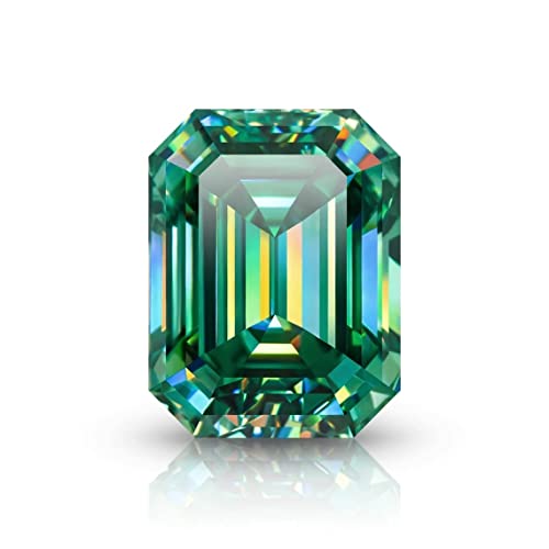 NITYA JEWELS 6CT Green Emerald Cut VVS1 Clarity Loose Moissanite,Loose