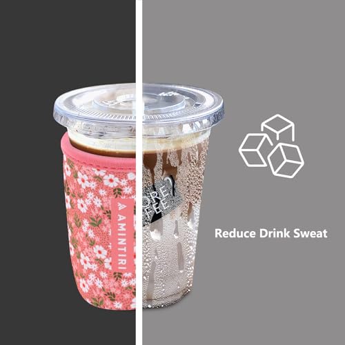 Image of 3 Pack Reusable Sleeve for Iced Coffee Cup, Coffee Neoprene Sleeve for Iced&Hot Drinks, Coffee Sleeve Compatible with Starbucks, Dunkin Coffee Cup. (Blushing Pink)
