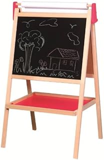 Lelin 0003993 2 in 1 Children's Drawing Board-Slated Board & Whiteboard with Paper Roll, Eraser & Pack of Chalks, Multicoloured