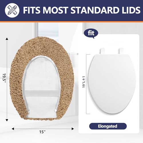 Baahrnom Luxuriöser getufteter WC-Deckelbezug, maschinenwaschbar, solider Toilettensitzbezug, 49,5 x 40,6 cm, verstellbare Gummi-Rückseite, passend für die meisten ovalen und länglichen 45,7 cm - 49,5 – Bild 3