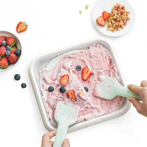 MOKKOM Ice Cream Maker, Rolled Ice Cream Maker with 2 Spatulas, Ice Cream Maker Machine for Home Kids, Frozen Fruit Ice Cream Maker Frozen Yogurt Maker Machine - Green