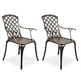TITIMO Outdoor Bistro Dining Chair Set Cast Aluminum Dining Chairs for Patio Furniture Garden Deck w