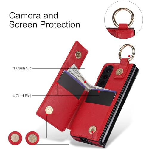 Coque Samsung Galaxy Z Fold 4 en cuir premium rouge