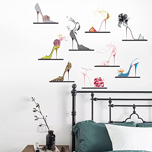 Maydahui Fashionable High Heels Shoes Wall Decal Flower And Shoe Combination Wall Stickers (32 X 30 Inch) For Living Room Woman Bedroom #TOP2