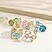 OIDIMS CZ Gemstone Statement Cocktail Rings for Women Stylish Gold-Tone Plated Stainless Steel Fashion Open Adjustable Stackable Wrap Band Elegant Crystal Fine Boho Bridal Party Jewelry for Her