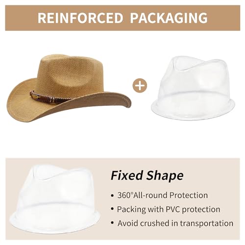 Image of SAJUZEN Men & Women's Straw Cowboy Hat with Wide Brim