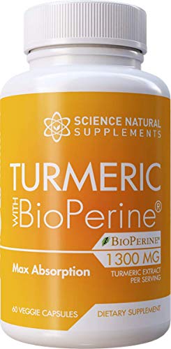 Science Natural Supplements: Turmeric Capsules with Curcumin and Bioperine Black Pepper Extract - 60 Veggie Caps - Anti Inflammatory for Joint Health with 95% Curcuminoids - Max Absorption Formula