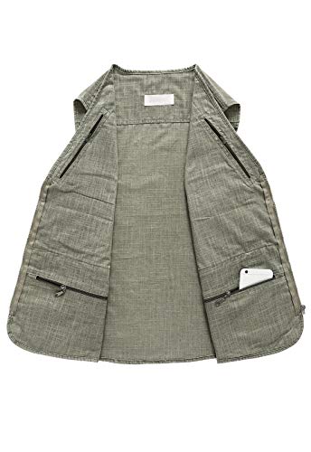 Image of Hbufnha Men's Casual Safari Travel Vest 16 Pockets Outdoor Work Vest Sleeveless Jacket Fishing Hiking Photograph