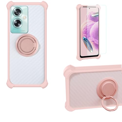 jioeuinly Case Compatible for Oppo A1s 5g Phone Case Cover PC backplane + Silicone Soft Frame Cover [360 Metal Ring, Magnetic Car Mount] CSKB-Fen