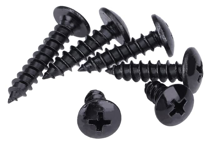 Miniatura 6 de 70 tornillos de madera M5 x 1.575 in con cabeza de truss Phillips negros, tornillos de cabeza de hongo cruzados autorroscantes para muebles,