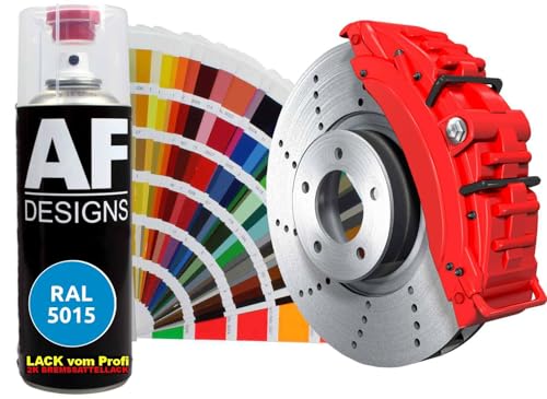 Alex Flittner Designs 2K Bremssattellack RAL Spraydose hitzebeständig 300° Bremssattelfarbe Hochwertiger Lack für Bremssättel, Bremsen und Autozubehör - 400 ml (RAL5015 HIMMELBLAU)
