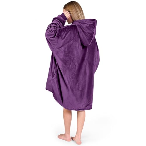 Image of Bare Home Wearable Blanket Hoodie - Soft Plush Sherpa - Warm and Cozy - Oversized Wearable Blanket