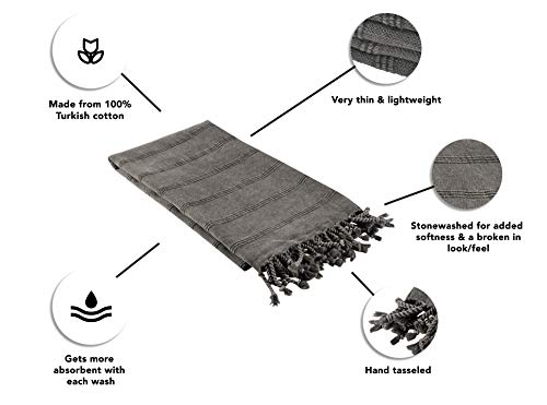 Infusezen Stonewashed Coral Turkish Towel Extra Large - Thin Absorbent Bath Towel, Beach Towel And Pool Towel, Large Cotton Stone Washed Peshtemal Towels Weaved In Turkey, Hammam Spa Towel (Coral) #TOP3