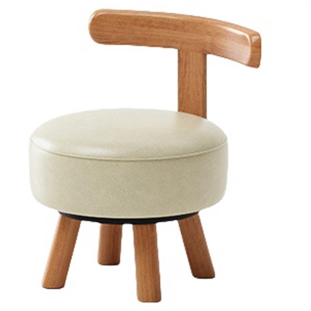 Xadkmwsfm Vanity Stool for Makeup Room, Round 360° Rotatable Ottoman Foot Stool, Footrest with backrest, Small Chair for Bathroom, Bedroom, Living