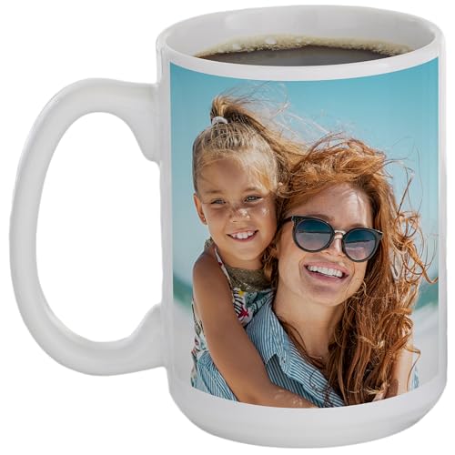 Taza personalizada de cerámica blanca 15 oz miniatura 1