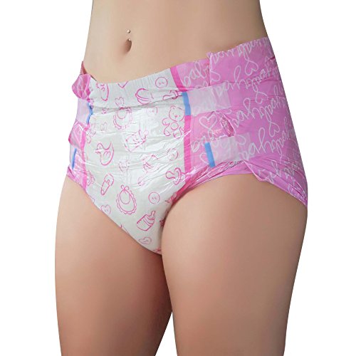LittleForBig Adult Printed Diaper 10 Pieces - Nursery Pink (Large 90-115 cm)