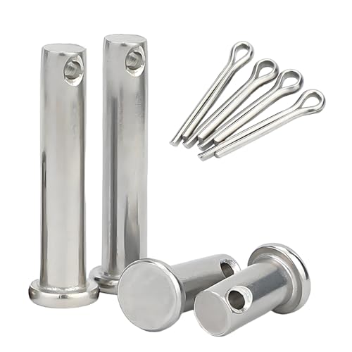 4 Stück Gabelkopfstifte Sicherungsbolzen Steckbolzen Splintbolzen, Edelstahl Verschlusssysteme mit Splinten für Möbelmontage, Anhänger(Silber, M12 x 50 mm)