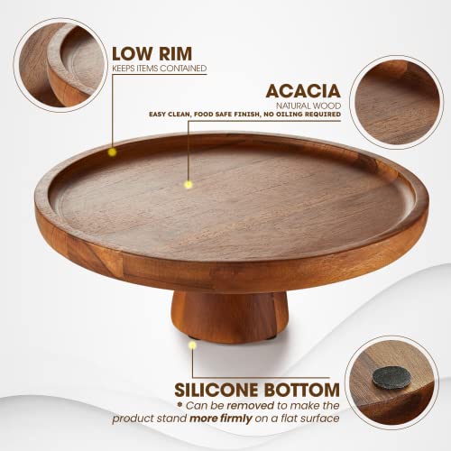 TIDITA 11" Acacia Wood Cake Stand with Icing Spatulas – Cake Stand Wooden - Wedding and Birthday Cake Pedestal - 100% Natural Ideal for Use at Parties, Weddings, Restaurants (11 Inch) - Image 4