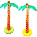 Cotiny 2 Pack 67 Inch Giant Inflatable Palm Trees Jumbo Blow Up Tropical Coconut Tree for Summer Backyard Beach Pool Hawaiian Luau Party Decoration, 2 Colors