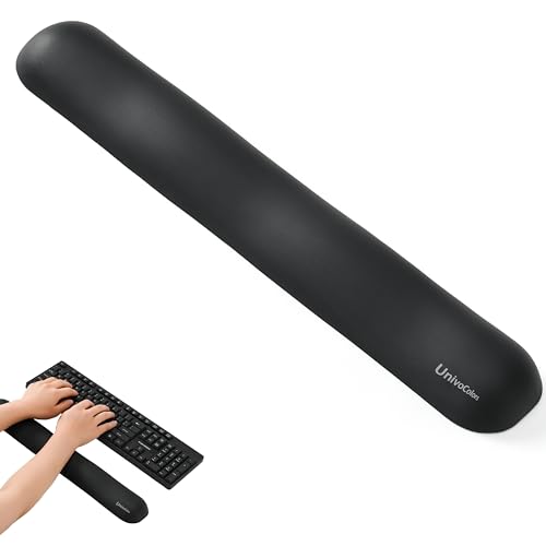 Image of UnivoColors Design-Wave Keyboard Wrist Rest, Artificial Sheepskin+Memory Foam+Ergonomic+Anti-Slip Gel, Resilience Support During Work and Gaming,Keyboard Accessory,Black