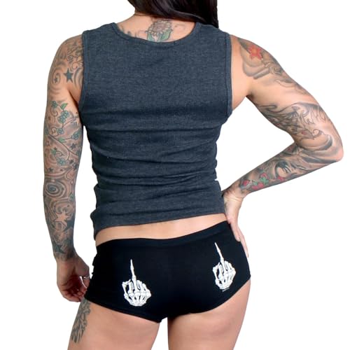 Hot Leathers PTB7061 Black, XL Skeleton Middle Finger Ladies Boy Shorts (Black, X-Large)