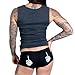 Hot Leathers Skeleton Middle Finger Ladies Boy Shorts (Black, X-Large)