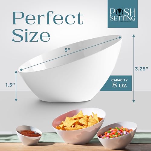 image for Posh Setting - White Plastic Serving Bowls for Party Angled Bowls Disp