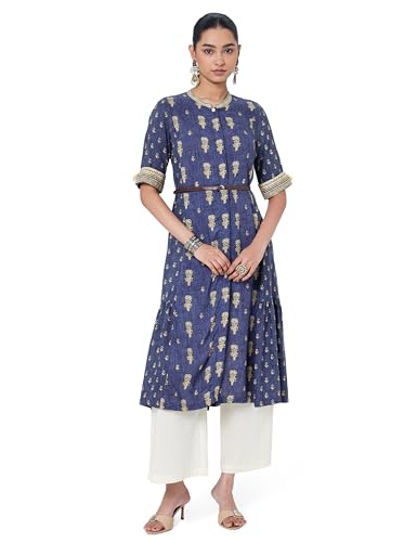 Image of BIBA Solid Rayon Flared Fit Womens Kurta