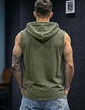JMIERR Mens 2026 Vintage Washed Sleeveless Hoodie Tank Top Cotton Muscle Workout Gym Streetwear Shirt Green
