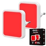 Luz Roja Nocturna Enchufable | Pack de 2 + Ebook | Luces Rojas Nocturna Melatonina para Dormir Mejor | Luz Roja Bebé y Luces Rojas Enchufe Antiflicker | Noche Relajante Sueño, Descanso y Bienestar