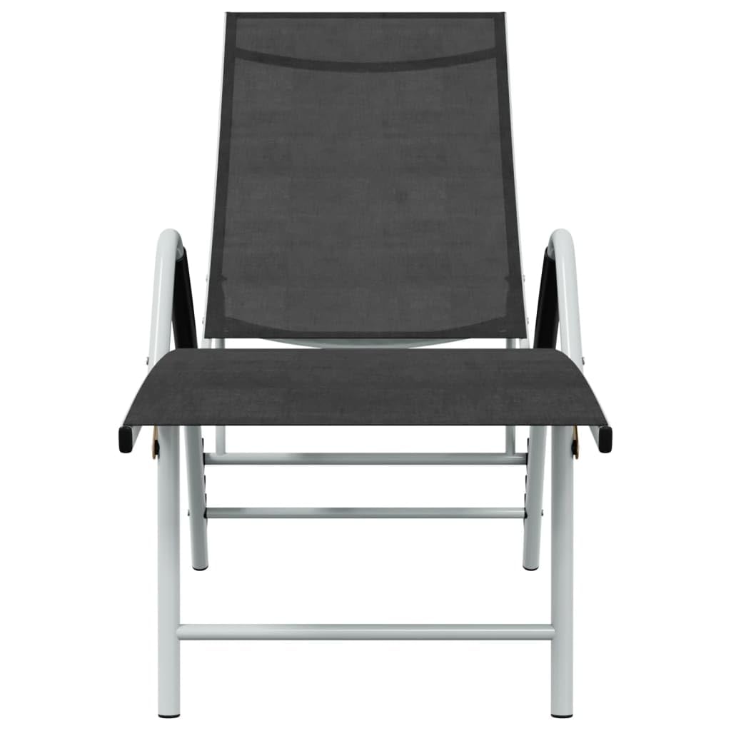 Lettino Prendisole, in Textilene e Alluminio, Schienale Regolabile, Design Extra Alto, Sdraio da Giardino, Lettino da Spiaggia, per Giardino e Piscina, Colore Nero, (170-193) x 60.5 x (96-51) cm