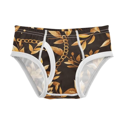 KLL Golden Chain Pattern on Black Background Toddler Boy Comfort Briefs Cute Children Undies