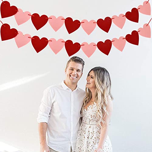 Image of FestikoValentines Day Decoration-Valentine's Day Decor Heart Banner Pink&Red Pack of 40 NO Valentine's Day Heart Garland for Valentines Day Anniversary Wedding Party Supplies