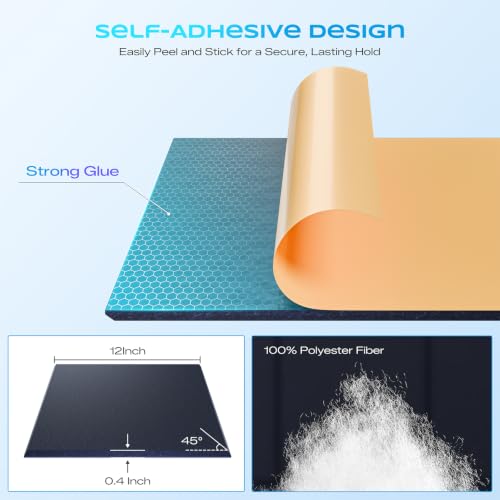Image of 6 Pack Self-Adhesive Sound Proof Foam Panels for Walls, 12 inchx12 inchx0.4 inch