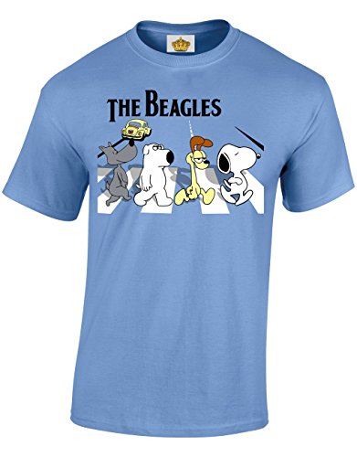 Crown Designs The Beagles Abbey Road Beatles Album Style Marrant Cadeau pour Hommes Et Adolescents T-Shirts - Bleu Caroline/Grand