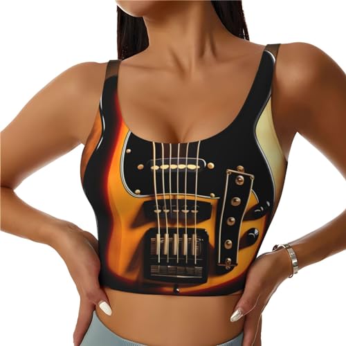 Chaleco deportivo para mujer, absorbe la humedad, tiras acolchadas con almohadilla para el pecho, adecuado para pilates, danza y guitarra instrumental, Negro, XL