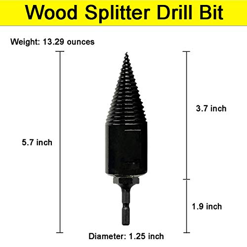 Log Splitter Wood Splitter Drill Bit Firewood Log Splitter Drill Bit, Log Splitter Wood Splitter Drill Bit, 32mm Wedge Screw Log Wood Splitter Drill Tool Used for Wood, Black (Small)