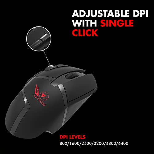 Image of Wings Crosshair 205 Wired Optical Gaming Mouse (USB 3.0, Black), one Size