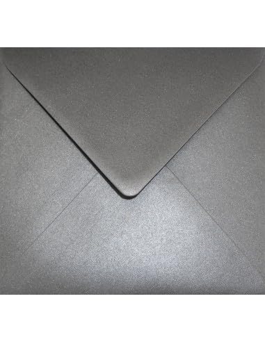 Netuno 100 Square Dark Grey Pearl envelopes 153 x 153 mm 6 x 6 in 120gsm Aster Metallic Grey Pearlescent Invitation Envelope Shimmer envelopes for Greeting Cards Anniversary Wedding Invitations