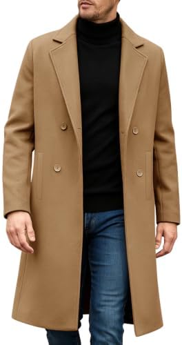 heekpek Wintermantel Herren Lang, Klassischer Trenchcoat Doppelreiher | Warme Herrenmantel Winter mit Innentasche, Elegante Business Mantel für Büro Alltag Outdoor