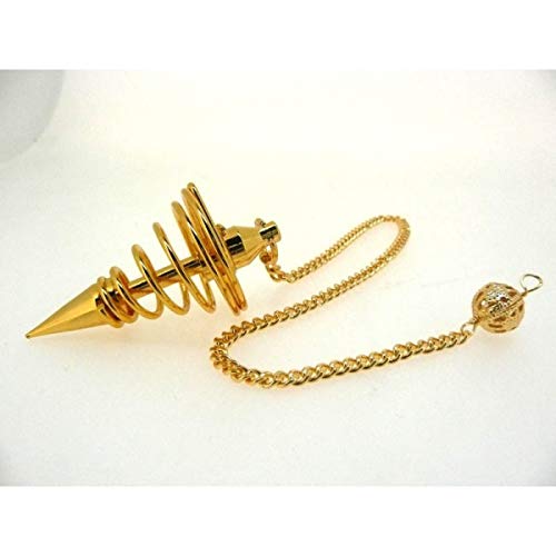 Péndulo con Forma de Espiral, Color Dorado Minerales y Cristales Para Curación, Belleza Energética, Meditacion, Medicina Alternativa, Amuletos Espirituales Cover