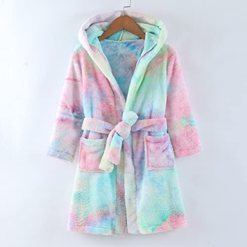 Girls Tie Dye Bathrobe Robe Jacket Kids Soft Fleece Flannel Thick Winter Warm Hooded Towel Cotton Clothes Outfits Coat A21 #TOP4