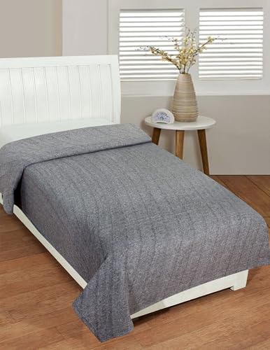 Image of Dream Living Woolen Blanket Warm and Super Soft Single Bed Blankets for All Season Multipurpose Polar Fleece /Summer AC Blanket /Single Bed Blanket /Light Weight Blanket (Grey, Pack of 2)-300 TC
