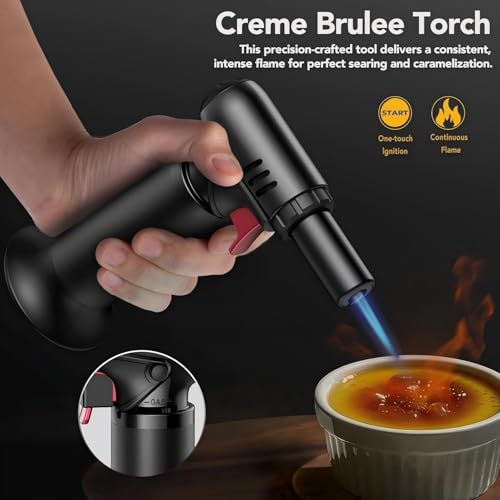 S907 Kitchen Blow Torch with Fuel Gauge: Refillable Soldering Torch Lighter Featuring Safety Lock and Adjustable Flame for Desserts, Creme Brulee, Welding, Industrial Uses (Butane Not Included) - Image 3