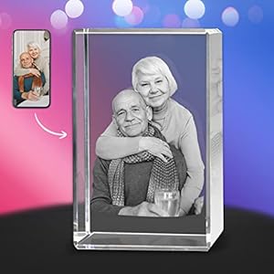 HAN’S LASER 3D Crystal Photo, Personalized Gift With Your Own Photo, Unique Father’s Day Gift, Marriage Gift, Memorial…
