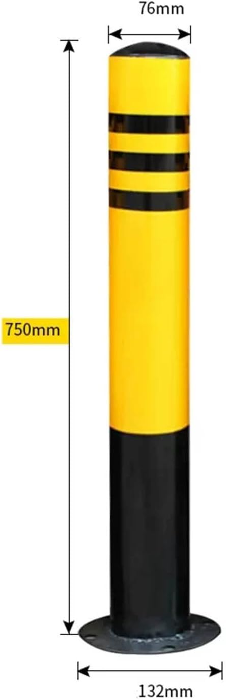 noxozoqm Security Bolt Down Bollard Steel Security Bollards with Reflective Stripes Parking Block Bollards Outdoor Fixed Road Safety Vehicle Impact Bollards Yellow and Black (Size : 76x750mm)