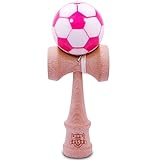 White & Pink Soccer Ball Kendama And Extra String