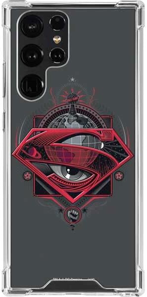 Skinit Clear Phone Case Compatible with Galaxy S24 Ultra - Officially Licensed DC Comics Superman Logo Background Pattern Design