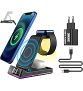 Wireless Charger mit 30W PD Adapter, 3 in 1 Induktive Ladestation mit Uhr und Nachtlicht, Qi 15W ...